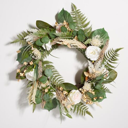 SAFAVIEH Home Collection Faux Artificial 28-inch Rose & Fern Decorative Wreath in Saudi Arabia