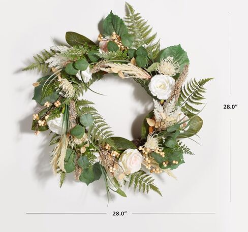 SAFAVIEH Home Collection Faux Artificial 28-inch Rose & Fern Decorative Wreath in Saudi Arabia