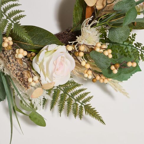 SAFAVIEH Home Collection Faux Artificial 28-inch Rose & Fern Decorative Wreath in Saudi Arabia
