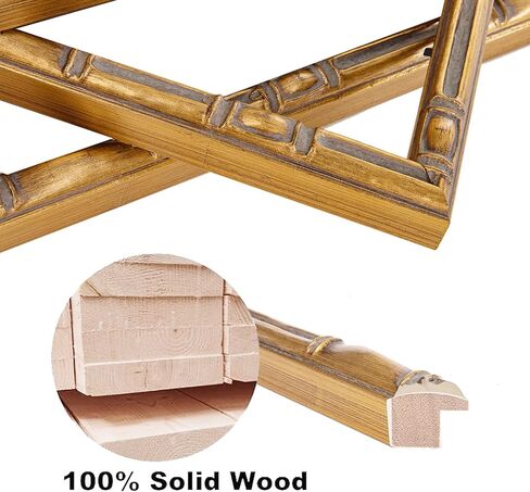 ArtXO 11"x14" Picture Frame Wooden, Display Pictures 8"x10" with Mat or 11"x14" Without Mat,Gold Bamboo Poster Frames,Hanging Photo Frame Wall in Saudi Arabia