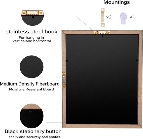 ArtXO 11"x14" Picture Frame Wooden, Display Pictures 8"x10" with Mat or 11"x14" Without Mat,Gold Bamboo Poster Frames,Hanging Photo Frame Wall in Saudi Arabia