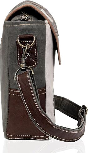 CLA Bags, Upcycled Canvas Small Star Crossbody Bag, Upcycled Canvas & Cowhide Leather Crossbody Bag for Women (Grey) in Kuwait