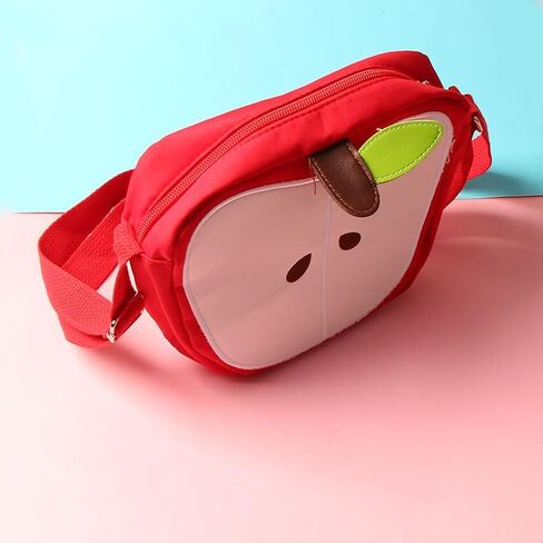1-Piece Women's Red Anime Apple Crossbody Bag, Kawaii Design with Adjustable Strap & Zipper Closure for Everyday Use in Saudi Arabia