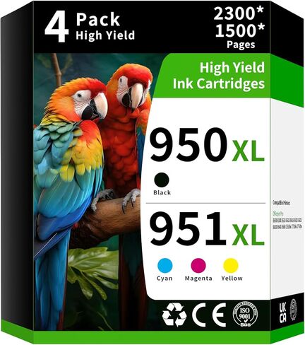 950XL/951XL High Yield Ink Cartridge Replacement for Combo Pack HP 950 951 XL to Use with HP OfficeJet Pro 8600 8610 8615 8620 8625 8100 8630 8660 276DW 251DW (4 Pack, 1 Black 1Cyan 1Magenta 1Yellow) in Kuwait