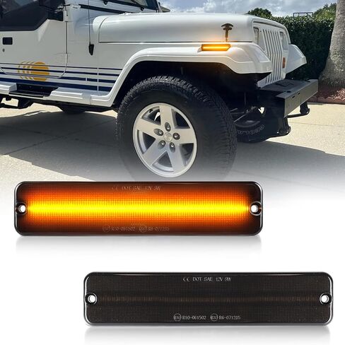 Amber Front Turn Signal Lights Compatible for 1987-1995 Wrangler YJ with 3157 Plug and 1157 Plug, Smoked lens LED Turn Signal Lamps Assembly 2PCS in Kuwait