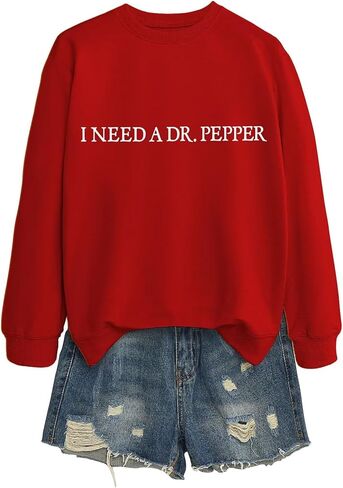 I Need A Dr Pepp Sweatshirt Women Letter Graphic Shirts Cola Carbonated Drinking Enthusiasts Long Sleeve Fall Pullover Top in Saudi Arabia
