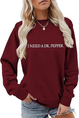I Need A Dr Pepp Sweatshirt Women Letter Graphic Shirts Cola Carbonated Drinking Enthusiasts Long Sleeve Fall Pullover Top in Saudi Arabia