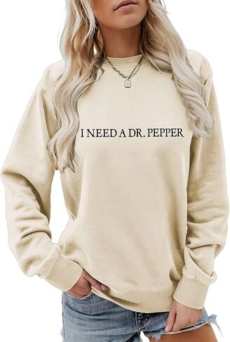 I Need A Dr Pepp Sweatshirt Women Letter Graphic Shirts Cola Carbonated Drinking Enthusiasts Long Sleeve Fall Pullover Top in Saudi Arabia