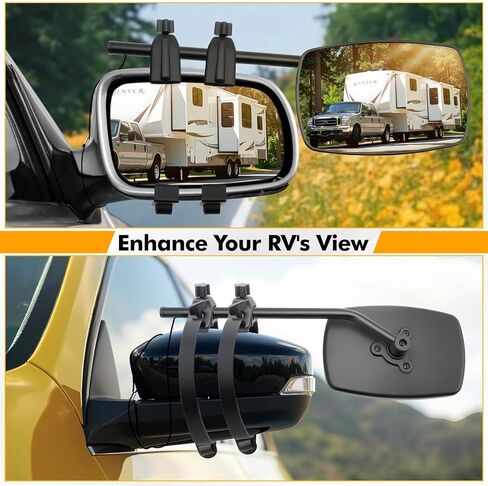 Universal Clip-on Towing Mirror, Mirror Extenders for Towing, Side Mirror Extensions for Towing,360° Rotation Adjustable,Side and Rearview Convex Trailer Mirrors for Car Truck Trailer RV SUV, 2 Pack in Kuwait