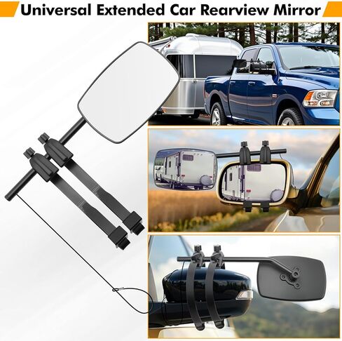 Universal Clip-on Towing Mirror, Mirror Extenders for Towing, Side Mirror Extensions for Towing,360° Rotation Adjustable,Side and Rearview Convex Trailer Mirrors for Car Truck Trailer RV SUV, 2 Pack in Kuwait