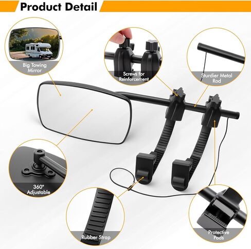 Universal Clip-on Towing Mirror, Mirror Extenders for Towing, Side Mirror Extensions for Towing,360° Rotation Adjustable,Side and Rearview Convex Trailer Mirrors for Car Truck Trailer RV SUV, 2 Pack in Kuwait