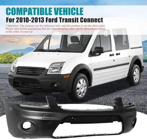 المصد الأمامي لسيارة Ford Transit Connect مع فتحات مصابيح الضباب 2010-2013، شريط الوجه المصد البلاستيكي يحل محل رقم OE رقم FO1000661,9T1Z17D957EB in Kuwait