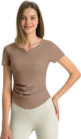 Workout Tops for Women Short Sleeve Athletic Tee Slim Cutting Summer Running Gym Fitness Yoga Sports T-Shirt in Kuwait