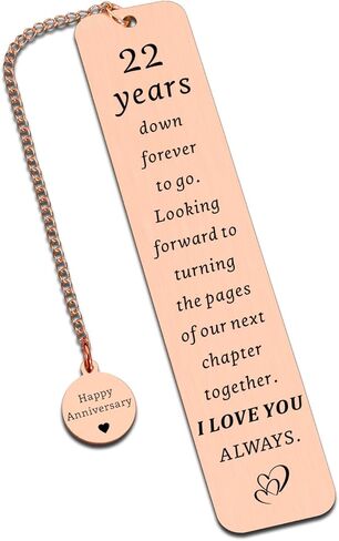 22 Year Anniversary Copper Gifts for Him Her Couples 22nd Wedding Anniversary, Gifts for Wife Husband Gift for 22nd Copper Anniversary Bookmark for Women Men in Saudi Arabia