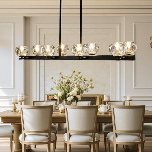 4-Lights Farmhouses Crystal Chandelier - Black Premium Kitchen Ceiling lights Over Table, Modern Crystal Dinning Room Light Fixture, Hanging Chandelier for Living Room, Bedroom, Entryway, Foyer in Kuwait