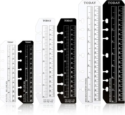 6 Pcs Black/Clear Journal Ruler Page Marker Planner Ruler Spiral Notebook Bookmark A5 6-Binder Rulers with Holes Measuring Tool in Kuwait