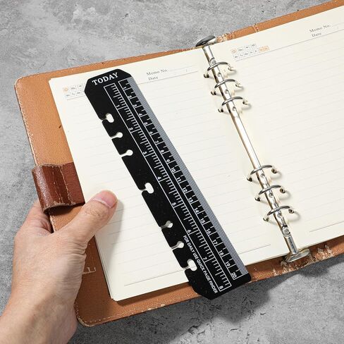6 Pcs Black/Clear Journal Ruler Page Marker Planner Ruler Spiral Notebook Bookmark A5 6-Binder Rulers with Holes Measuring Tool in Kuwait