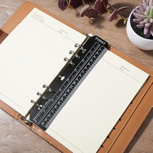 6 Pcs Black/Clear Journal Ruler Page Marker Planner Ruler Spiral Notebook Bookmark A5 6-Binder Rulers with Holes Measuring Tool in Kuwait