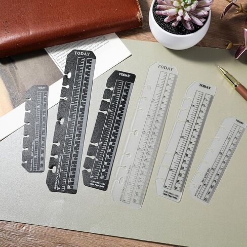 6 Pcs Black/Clear Journal Ruler Page Marker Planner Ruler Spiral Notebook Bookmark A5 6-Binder Rulers with Holes Measuring Tool in Kuwait