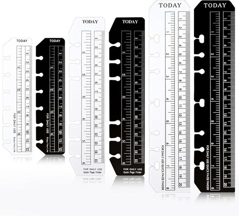 6 Pcs Black/Clear Journal Ruler Page Marker Planner Ruler Spiral Notebook Bookmark A5 6-Binder Rulers with Holes Measuring Tool in Kuwait