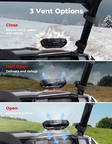 زجاج أمامي كامل بفتحات تهوية من KEMIMOTO متوافق مع Polaris General 1000 / 4 1000 /XP 1000 /XP 4 1000 2016-2026 ملحقات نافذة الكمبيوتر المطلية الصلبة المقاومة للخدش in Kuwait