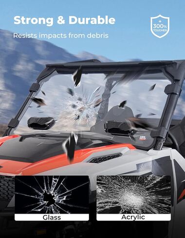 زجاج أمامي كامل بفتحات تهوية من KEMIMOTO متوافق مع Polaris General 1000 / 4 1000 /XP 1000 /XP 4 1000 2016-2026 ملحقات نافذة الكمبيوتر المطلية الصلبة المقاومة للخدش in Kuwait