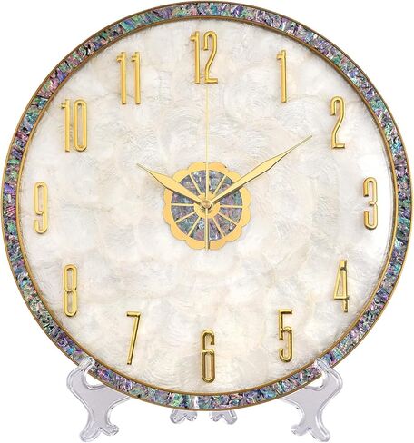 ساعة حائط مزخرفة فاخرة بوجه منقوش على شكل صدفة، ساعة حائط إبداعية صامتة وخالية من القراد، إطار من الألومنيوم، تصميم دائري حديث كبير لغرفة المعيشة in Kuwait