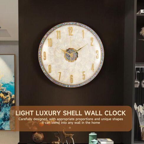 ساعة حائط مزخرفة فاخرة بوجه منقوش على شكل صدفة، ساعة حائط إبداعية صامتة وخالية من القراد، إطار من الألومنيوم، تصميم دائري حديث كبير لغرفة المعيشة in Kuwait