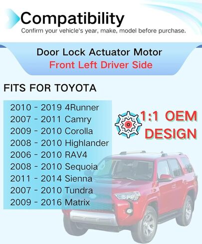 69040-0C050 Door Lock Actuator Motor Front Left Driver Side - Compatible with Toyota Tundra RAV4 Camry 4Runner Sequoia Corolla Matrix Seinna Highlander, Replace# 69040-06180, 931-401 in Saudi Arabia