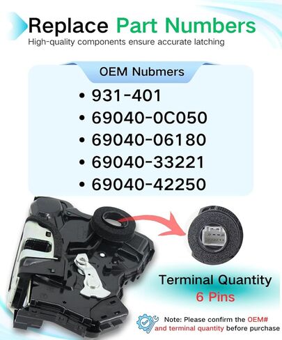 69040-0C050 Door Lock Actuator Motor Front Left Driver Side - Compatible with Toyota Tundra RAV4 Camry 4Runner Sequoia Corolla Matrix Seinna Highlander, Replace# 69040-06180, 931-401 in Saudi Arabia