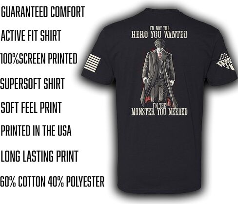 Warrior USA The Hero You Wanted T-Shirt – Black, 60/40 Cotton-Poly Blend, Regular Fit in Saudi Arabia