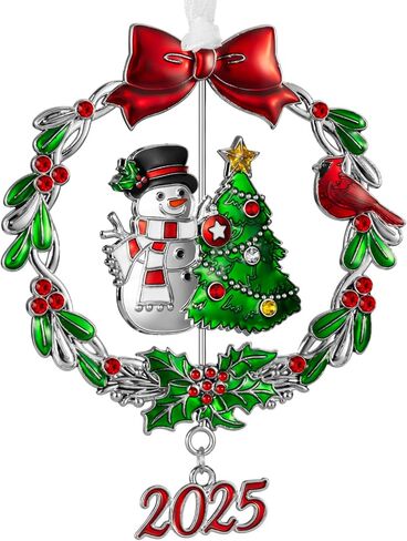 2024 Snowman Christmas Tree Ornament Metal Silver Hanging Rotatable Design Charm Holiday Decorative Pendant Gift Keepsake in Saudi Arabia