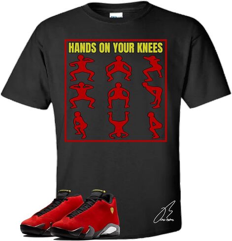 Shirt To Match 14 Fferrari/Red, Hands On Your Knees Sneaker Graphic Tee, Best Gift, Birthday, Mens Clothing, Unisex in Saudi Arabia
