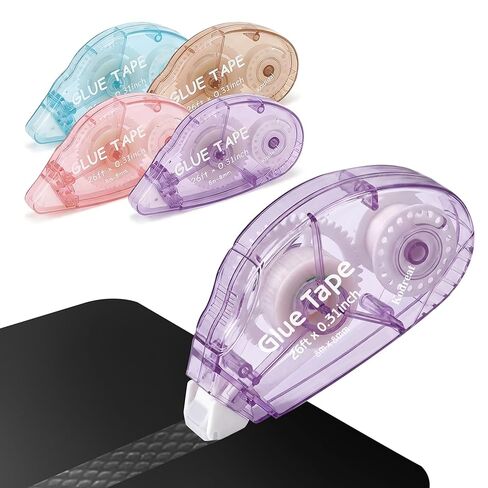 4 عبوات من بكرات شريط القصاصات مزدوجة الجوانب للحرف اليدوية، عداء شريط لاصق للأطفال والكبار، لوازم مدرسي المكتب المدرسي، 0.3 بوصة × 26 قدم in Kuwait