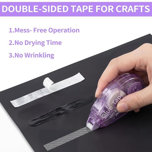 4 عبوات من بكرات شريط القصاصات مزدوجة الجوانب للحرف اليدوية، عداء شريط لاصق للأطفال والكبار، لوازم مدرسي المكتب المدرسي، 0.3 بوصة × 26 قدم in Kuwait