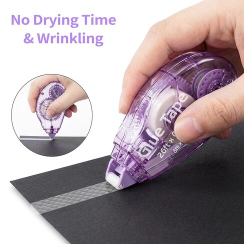 4 عبوات من بكرات شريط القصاصات مزدوجة الجوانب للحرف اليدوية، عداء شريط لاصق للأطفال والكبار، لوازم مدرسي المكتب المدرسي، 0.3 بوصة × 26 قدم in Kuwait
