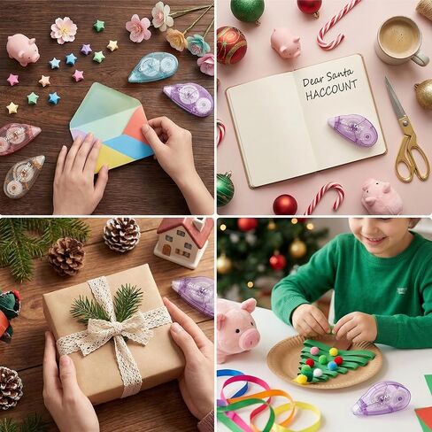 4 عبوات من بكرات شريط القصاصات مزدوجة الجوانب للحرف اليدوية، عداء شريط لاصق للأطفال والكبار، لوازم مدرسي المكتب المدرسي، 0.3 بوصة × 26 قدم in Kuwait