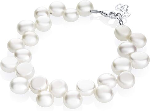 سوار فاخر من لؤلؤ المياه العذبة الأبيض مطرز بالفضة الإسترليني للفتيات الصغيرات (BFW) in Kuwait