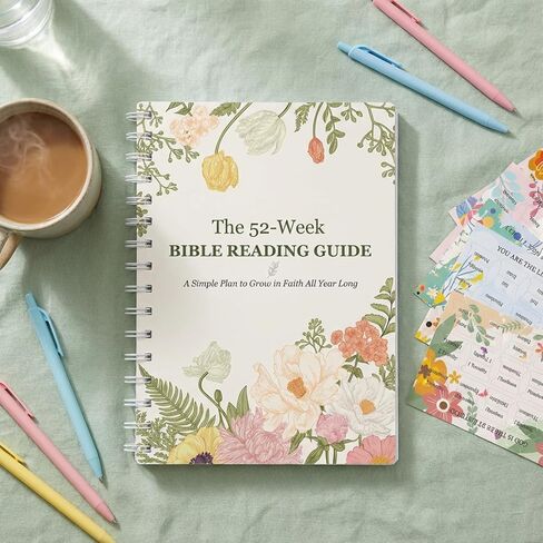 مجموعة مجلة دراسة الكتاب المقدس لمدة 52 أسبوعًا للنساء، مخطط قراءة الكتاب المقدس والتأمل لمدة عام، دفتر ملاحظات تعبدي مسيحي مع أقلام تمييز وأقلام وعلامات تبويب الفهرسة، مجموعة مذكرات دينية مقاس A5 in Kuwait