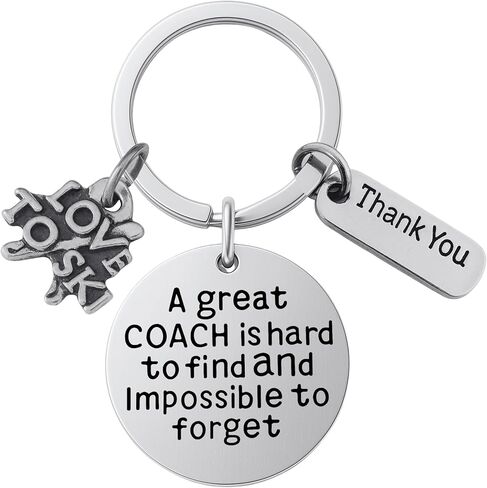 Ski Coach Keychain – “A Great Coach Is Hard to Find and Impossible to Forget" Stainless Steel Key Ring, Thank You Gift for Ski Instructors and Team Coaches in Saudi Arabia
