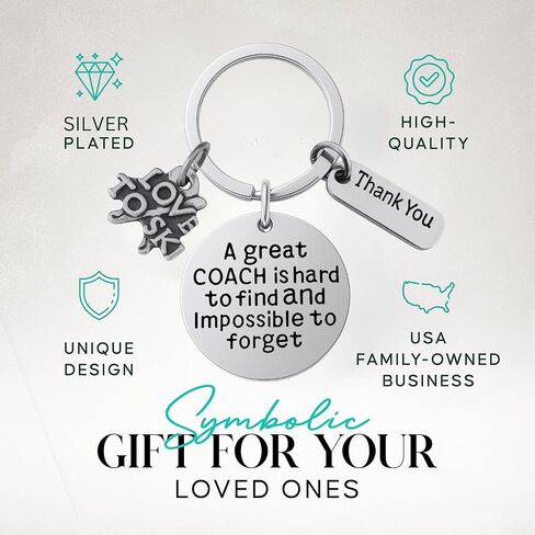 Ski Coach Keychain – “A Great Coach Is Hard to Find and Impossible to Forget" Stainless Steel Key Ring, Thank You Gift for Ski Instructors and Team Coaches in Saudi Arabia