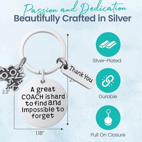 Ski Coach Keychain – “A Great Coach Is Hard to Find and Impossible to Forget" Stainless Steel Key Ring, Thank You Gift for Ski Instructors and Team Coaches in Saudi Arabia