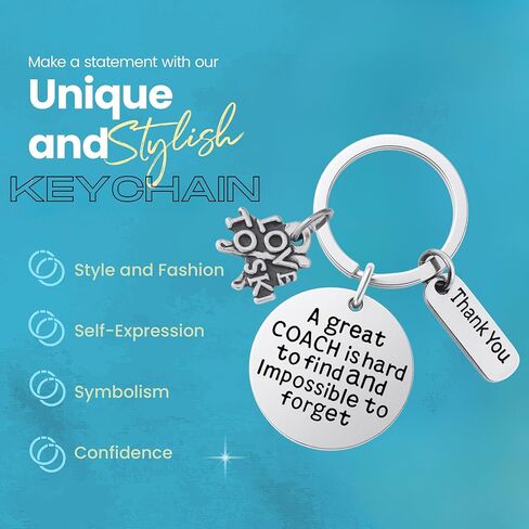 Ski Coach Keychain – “A Great Coach Is Hard to Find and Impossible to Forget" Stainless Steel Key Ring, Thank You Gift for Ski Instructors and Team Coaches in Saudi Arabia