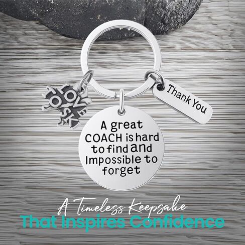 Ski Coach Keychain – “A Great Coach Is Hard to Find and Impossible to Forget" Stainless Steel Key Ring, Thank You Gift for Ski Instructors and Team Coaches in Saudi Arabia
