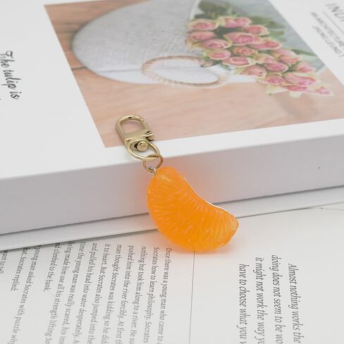 Fruit Orange Keychain Charm Orange Petal Meat Key Chain Ring Pendant Keyring Gifts for Men Women Purse Bags in Saudi Arabia