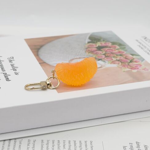 Fruit Orange Keychain Charm Orange Petal Meat Key Chain Ring Pendant Keyring Gifts for Men Women Purse Bags in Saudi Arabia