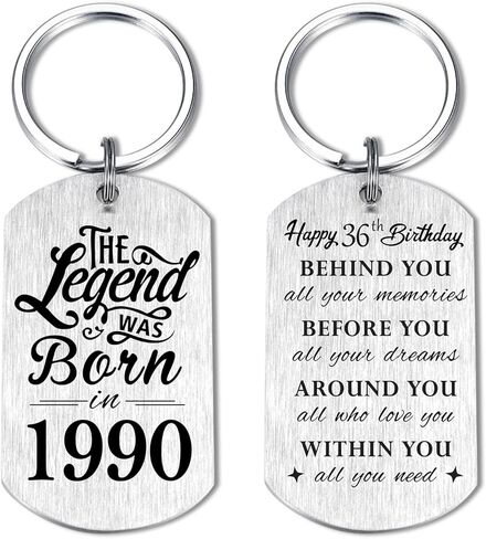 Yobent 36th Birthday Gifts for Men 1989, Happy 36th Birthday Keychain, 36 Year Old Bday Gifts for Man Male, The Legend was Born in 1989 in Saudi Arabia