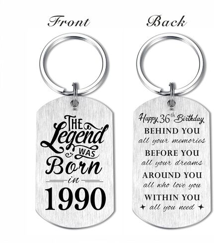 Yobent 36th Birthday Gifts for Men 1989, Happy 36th Birthday Keychain, 36 Year Old Bday Gifts for Man Male, The Legend was Born in 1989 in Saudi Arabia