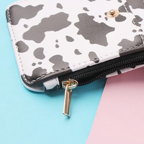 1Pcs Vibrant Leopard Black White Cow Print Silicone Beaded Wristlet Adjustable Keychain with Wallet Card Holder for Women Stylish Accessory in Saudi Arabia