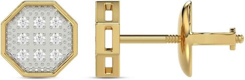 1/20 cttw Round Real Diamond Unisex Cluster Stud Earrings Solid 10K Yellow Gold in Kuwait